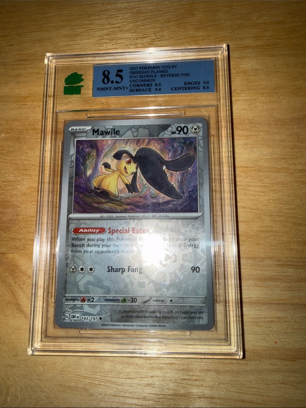 Pokemon Mawile Silver Holographic Card - Gray and Black Accents